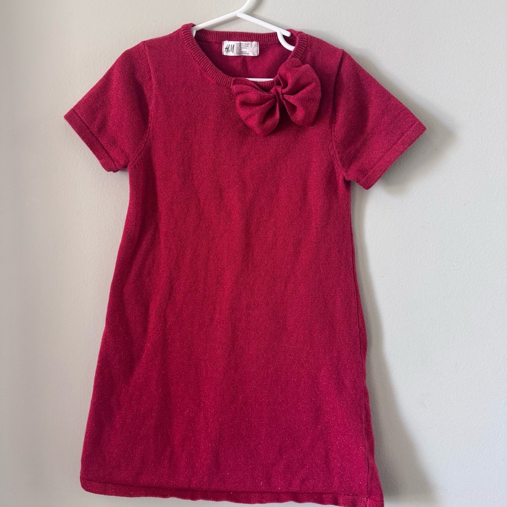 H&M Vibrant Red Knit Dress with Bow